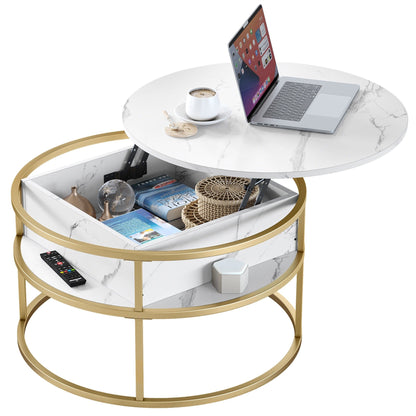 Moasis Round Lift Top Coffee Table with Hidden Storage