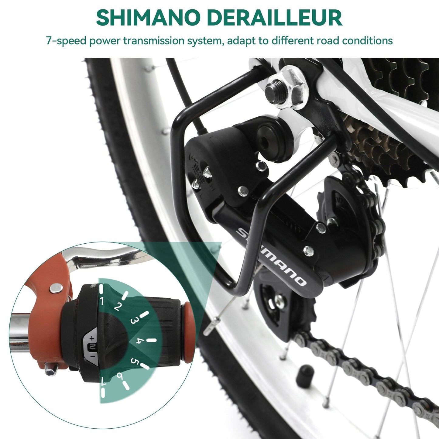 Vélo de croisière Moasis24/26 à 7 vitesses, vélo à cadre réglable, vélo de trajet