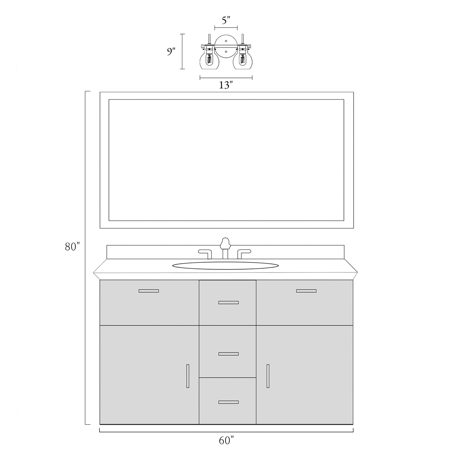 Modern 2/3/4/5-Light Bathroom Vanity Light Globe Glass Wall Sconce Minimalist Design