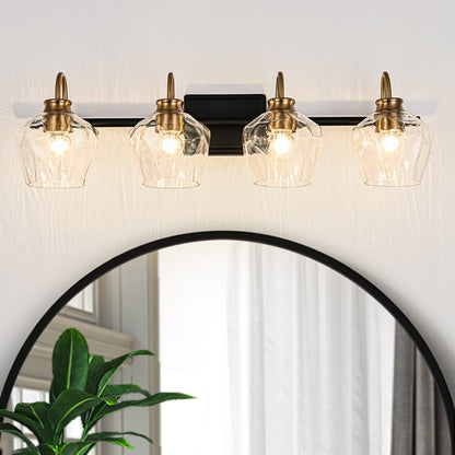 Appliques murales modernes à 3/4 lumières pour salle de bain, à intensité variable, avec abat-jour en verre