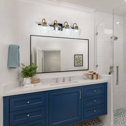 Appliques murales modernes à 3/4 lumières pour salle de bain, à intensité variable, avec abat-jour en verre