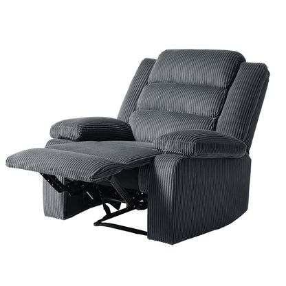 Fauteuil inclinable manuel moderne en velours côtelé, fauteuil inclinable réglable avec accoudoirs larges
