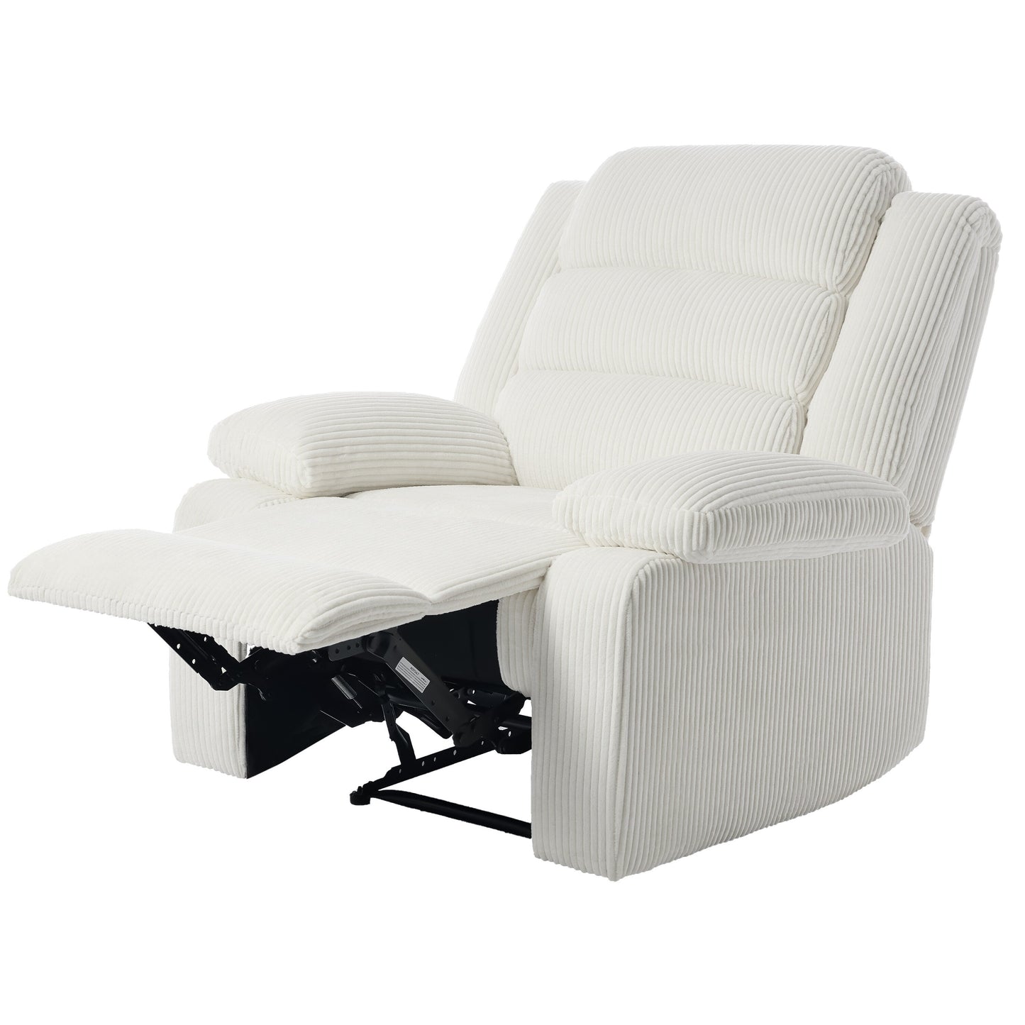 Fauteuil inclinable manuel moderne en velours côtelé, fauteuil inclinable réglable avec accoudoirs larges