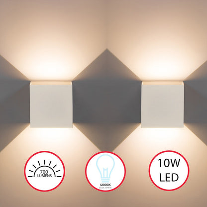 Modern Wall Sconce LED Waterproof Wall Lamp Aluminum with Adjustable Beam 10-Watt 4000K Cool White Indoor Outdoor