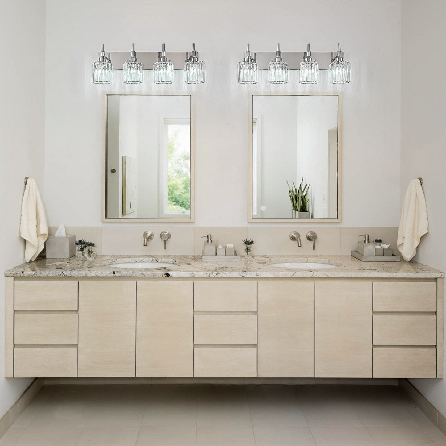 Appliques murales modernes à intensité variable pour salle de bain avec abat-jour en cristal