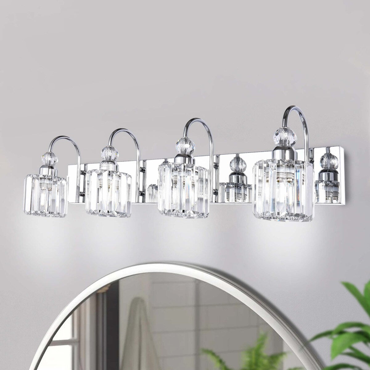 3/ 4-Light Modern Glam Crystal Dimmable Bathroom Vanity Light Linear Wall Light