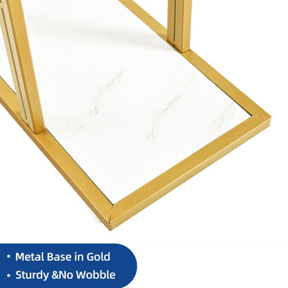 Modern Gold Console Sofa Table with Marbling Top for Entryway Hallway