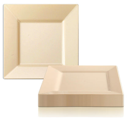 Modern Solid Square Disposable Plastic Plate Packs - Party Supplies