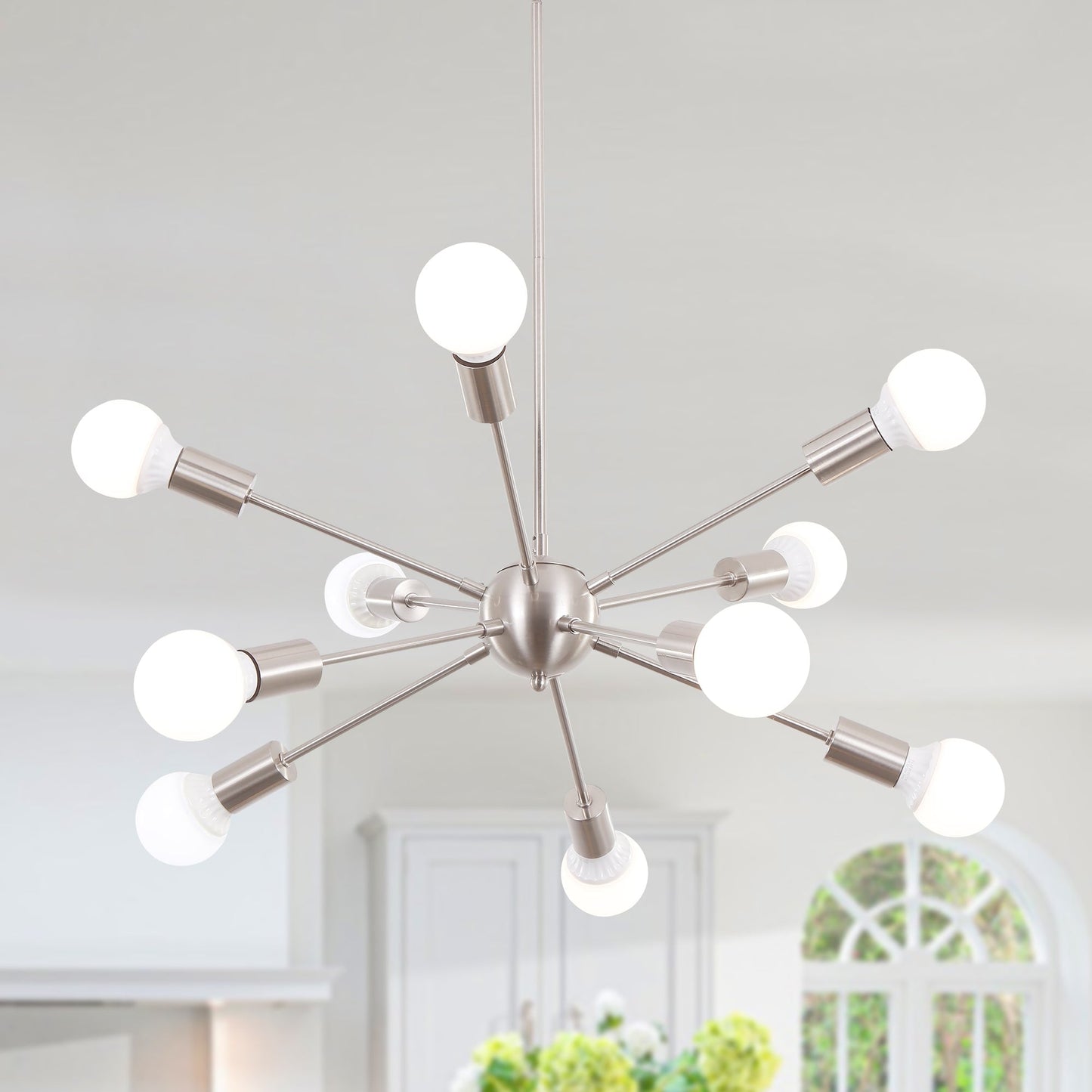 Modern Sputnik Chandelier 10-Light Adjustable Ceiling Light Fixture for Kitchen Dining Room Living Room Bedroom - N/A