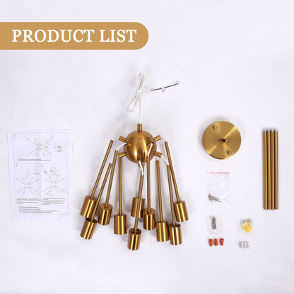 Modern Sputnik Chandelier 10-Light Adjustable Ceiling Light Fixture for Kitchen Dining Room Living Room Bedroom - N/A