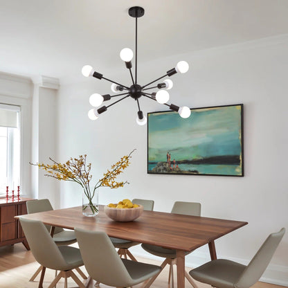 Modern Sputnik Chandelier 10-Light Adjustable Ceiling Light Fixture for Kitchen Dining Room Living Room Bedroom - N/A
