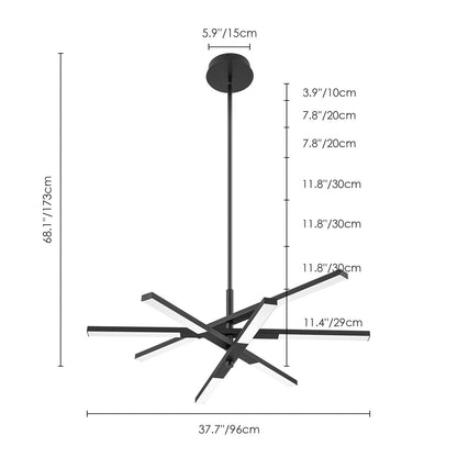 Modern Tiered Linear Sputnik Chandelier Warm Light 3000K Integrated LED Chandelier