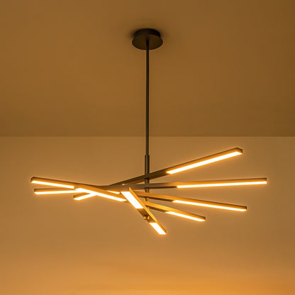 Modern Tiered Linear Sputnik Chandelier Warm Light 3000K Integrated LED Chandelier