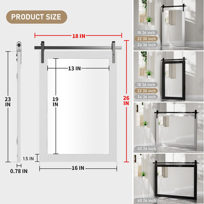Modern Wall Mirrors, Rectangular Mirror with Wood Framed, Bathroom Mirror Barn Mirror Barn Door Mirror with Multi Size