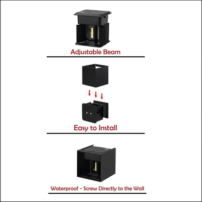 Modern Wall Sconce LED Waterproof Wall Lamp Aluminum with Adjustable Beam 10-Watt 4000K Cool White Indoor Outdoor