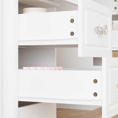 Miroir de maquillage pliable blanc moderne avec éclairage réglable - 40,2 x 54,1