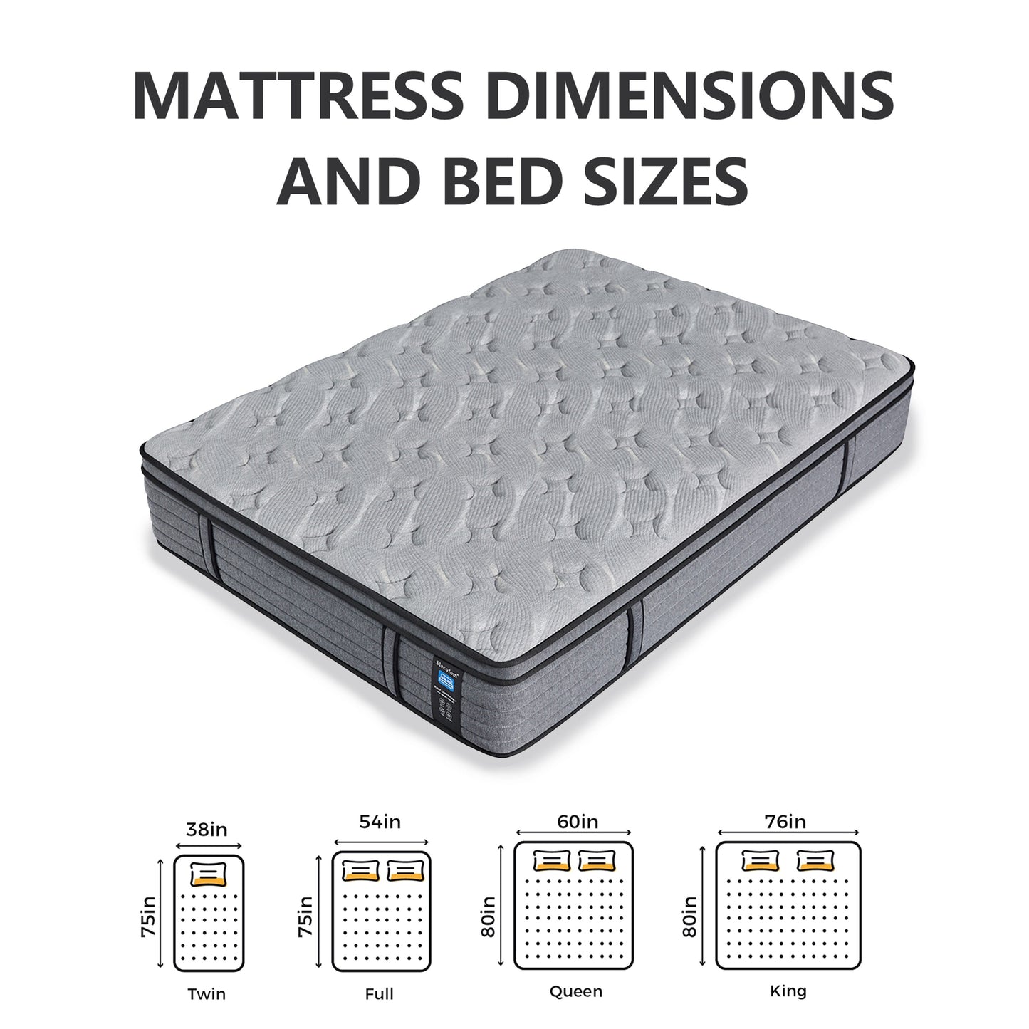 Matelas hybride Modland 14 pouces à plateau-coussin moyen, matelas à ressorts ensachés dans une boîte