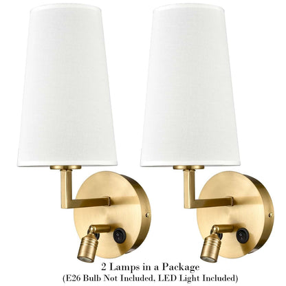 Lot de 2 appliques murales Morbihan en tissu avec port USB et interrupteur