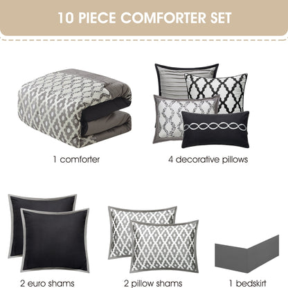 Nanshing Calvin Luxury10-Piece Geometric Comforter Set