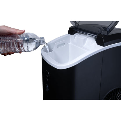 Machine à glaçons Newair de 11,8 kg (26 lb) pour comptoir, noir mat, avec fenêtre de visualisation de la glace, bouton autonettoyant et bec verseur facile à utiliser.