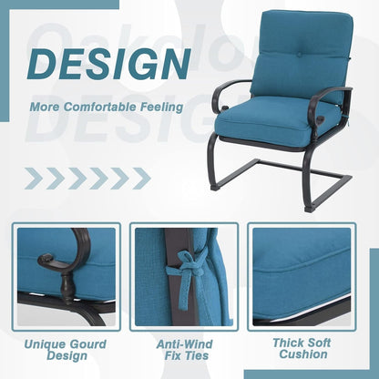 Ensemble bistrot d'extérieur 3 pièces Nista avec coussins et table basse, à ressorts en C, par Havenside Home