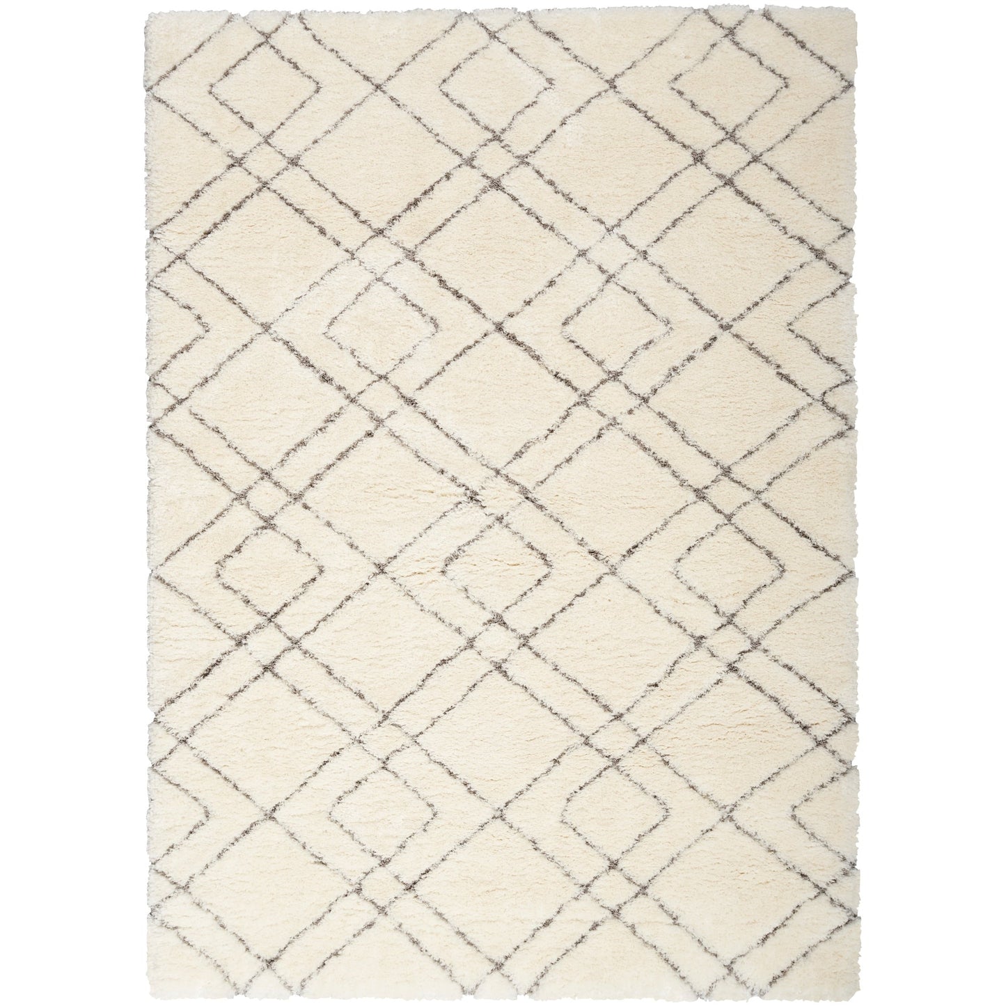 Tapis Nourison luxueux à poils longs et ultra moelleux, motif géométrique abstrait