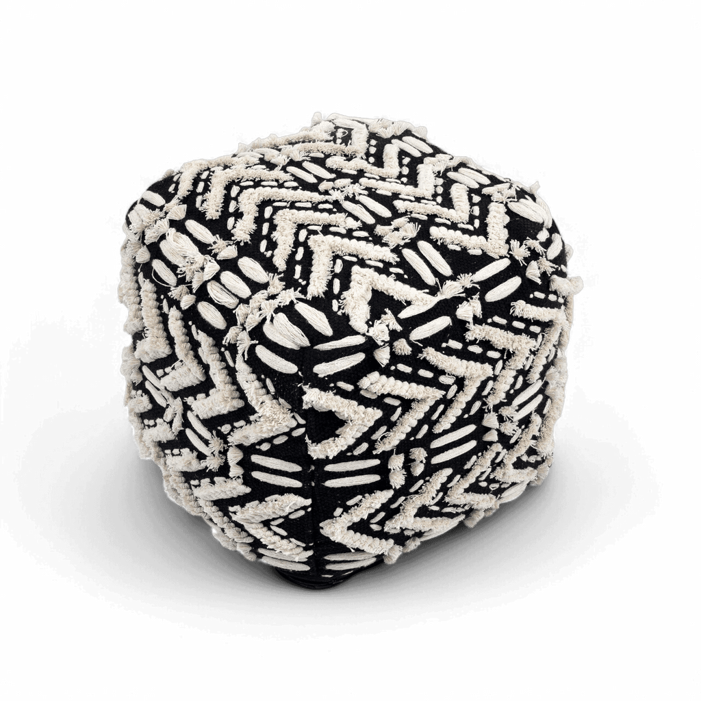Pouf en coton sauge