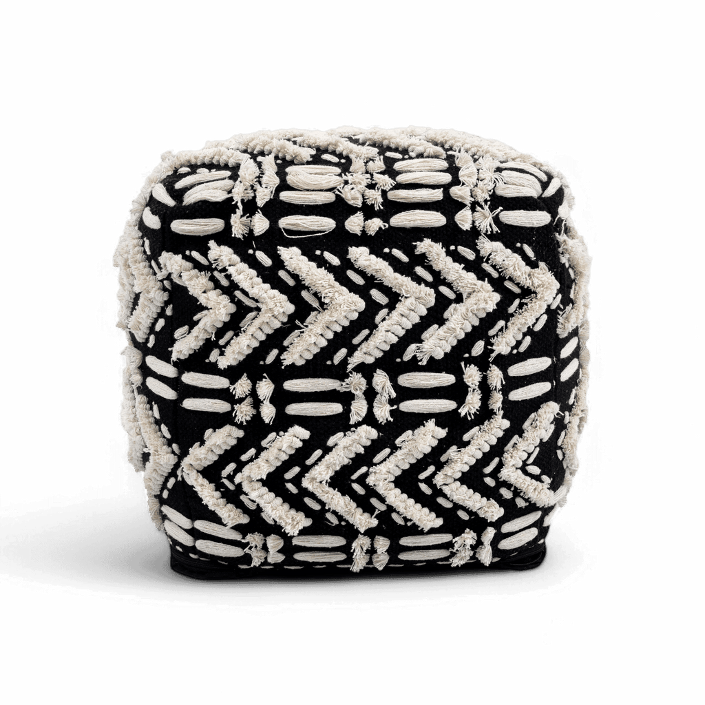 Pouf en coton sauge