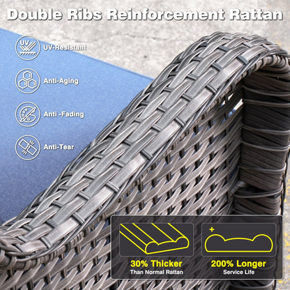 Ensemble de conversation 5 pièces en osier pour patio à dossier haut OVIOS