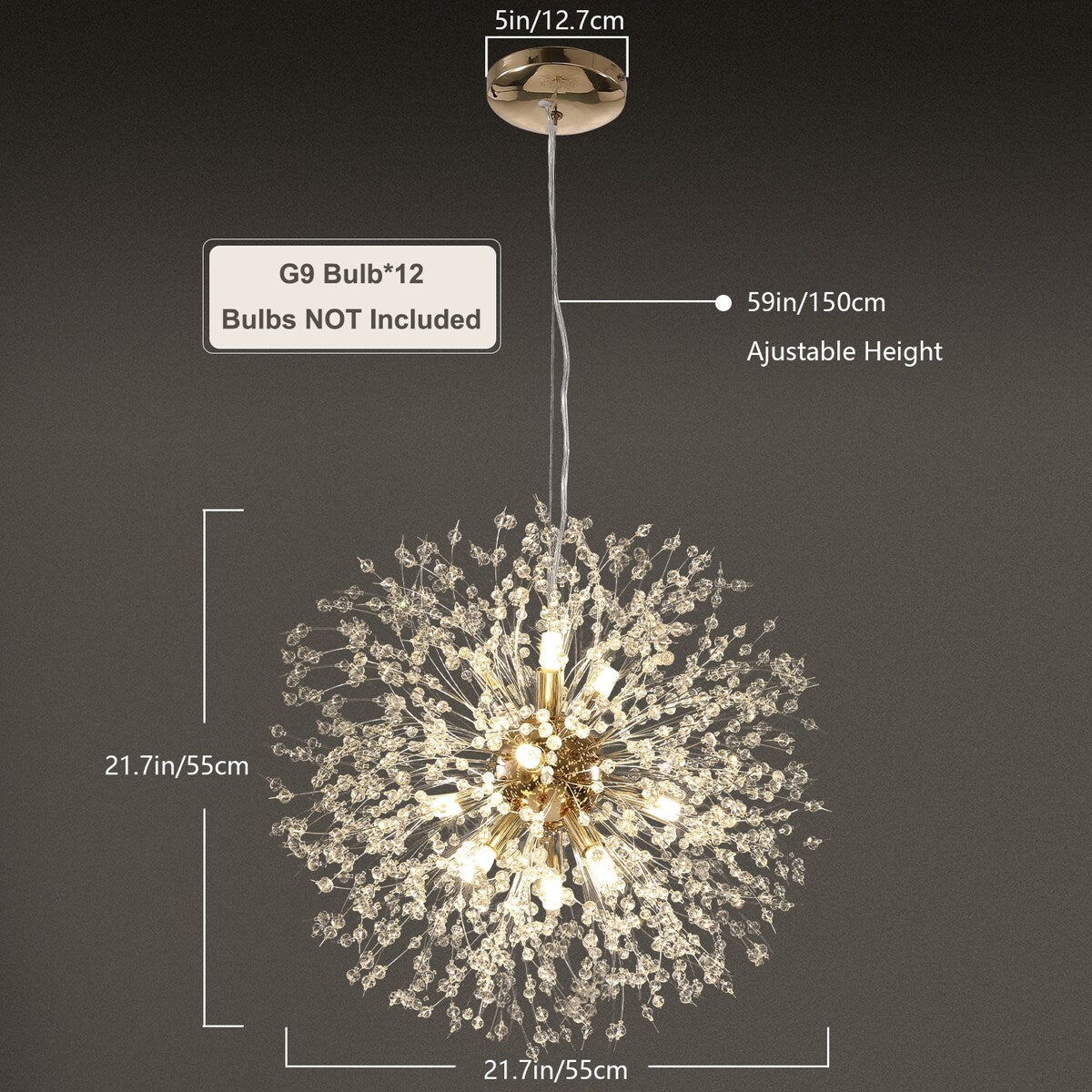 OYIPRO Modern Firework Sputnik Chandelier Crystal Pendant Lighting