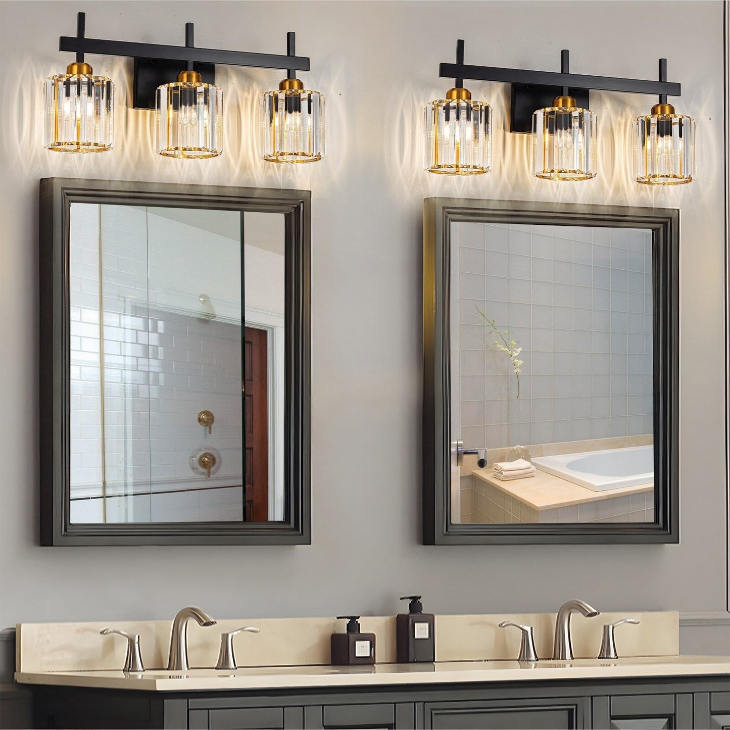 3/4/5-Light Modern Dimmable Crystal Bathroom Vanity Lights Fixtures Over Mirror