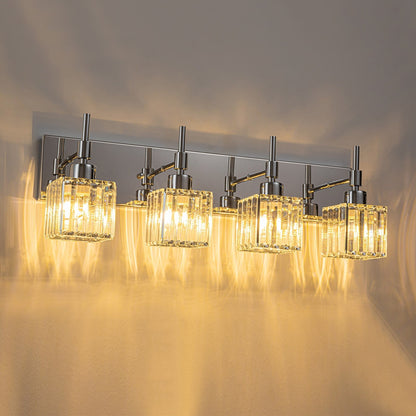 Luminaires de salle de bain en cristal à intensité variable Ora Modern sur miroir Glam Vanity Lights