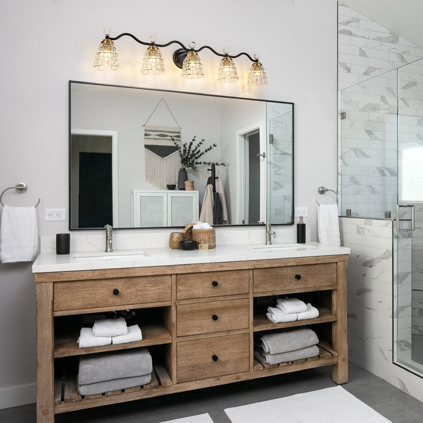 Ora Modern Dimmable Black Gold Bathroom Vanity Lights