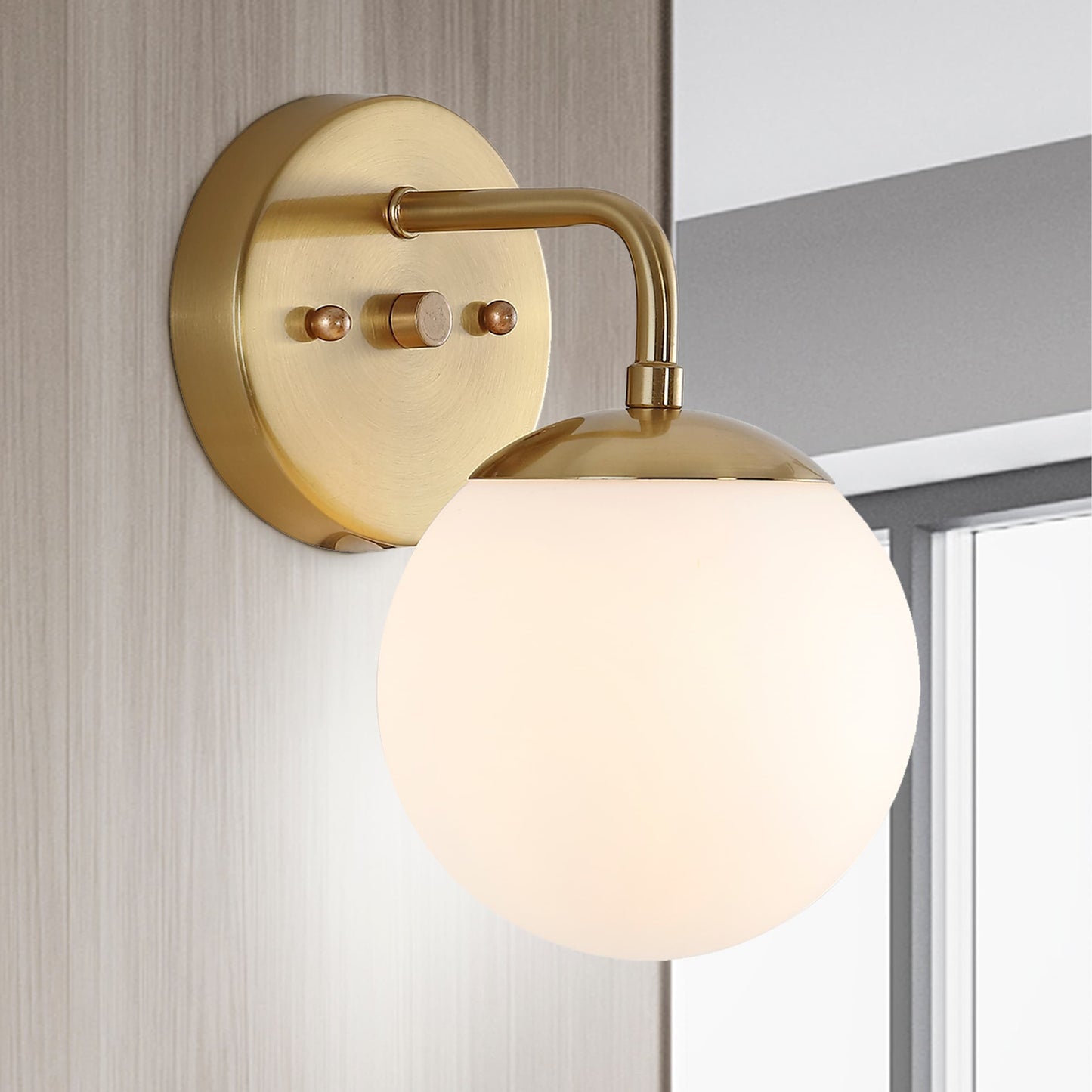 Globe Metal/Frosted Glass Modern LED Vanity, by JONATHAN Y