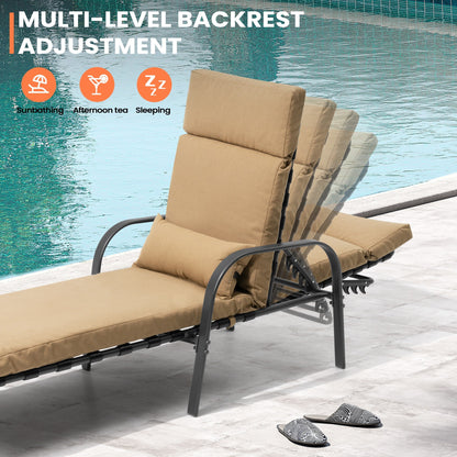 Chaise longue d'extérieur réglable avec coussin pour la plage et la piscine