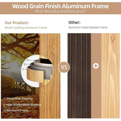 Tonnelle d'extérieur à toit rigide avec double toit en acier galvanisé et cadre en aluminium, pergola extérieure avec rideaux et filets haut de gamme