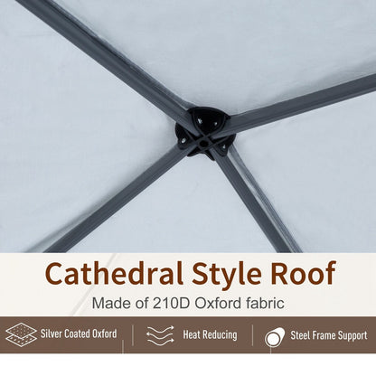 Auvent pop-up robuste Outsunny 10' x 10' avec filet latéral amovible en maille, conception facile à installer, événement de fête en plein air