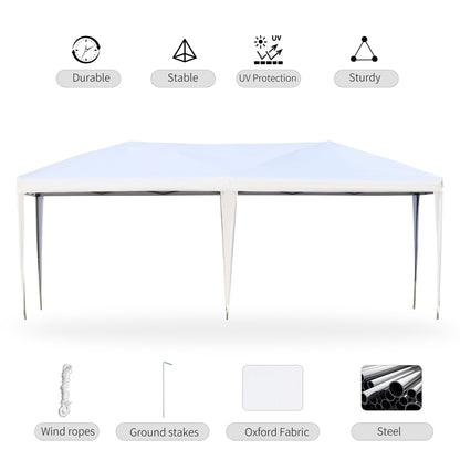 Auvent pop-up robuste Outsunny avec cadre robuste, toit anti-UV et sac de transport pour terrasse, jardin, plage et arrière-cour