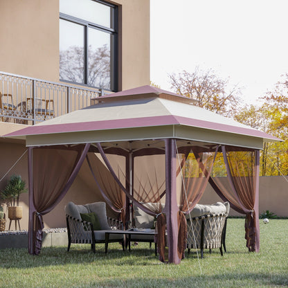 Outsunny 12' x 12' Pop Up Canopy Sun Shade Tente instantanée pliable avec filet latéral en maille, hauteur réglable sur 3 niveaux