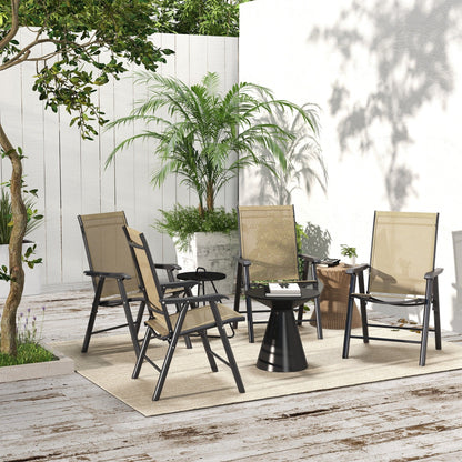 Ensemble de 4 chaises de patio pliantes Outsunny au design simple et chic, confortables pour la terrasse, le jardin, la cour et les voyages