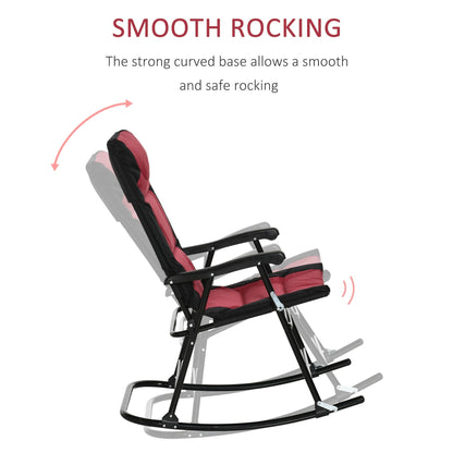 Ensemble de chaises à bascule pliantes Outsunny avec siège et dossier rembourrés, oreiller