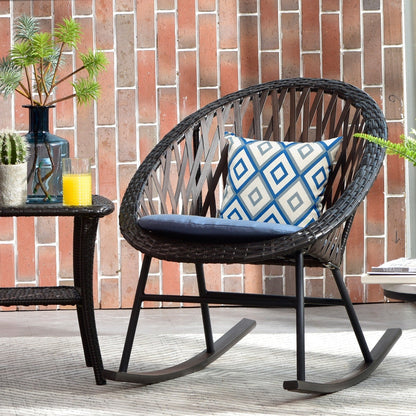 Ensemble bistrot OVIOS 3 pièces avec chaises à bascule et table basse en verre