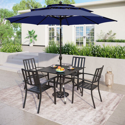 Parasol de terrasse inclinable à 3 niveaux de 10 pieds de MAISON ARTS, parasol d'extérieur à double ventilation avec lumières LED