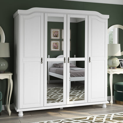 Armoire penderie 4 portes Kyle 100 % bois massif de Palace Imports avec portes en bois massif ou en miroir