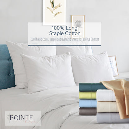 Pointehaven Deep Pocket 620 Thread Count Long Staple Cotton Sheet Set