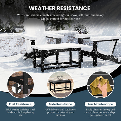 Polytrends Laguna Hdpe All Weather Outdoor Patio Rectangular Coffee Table