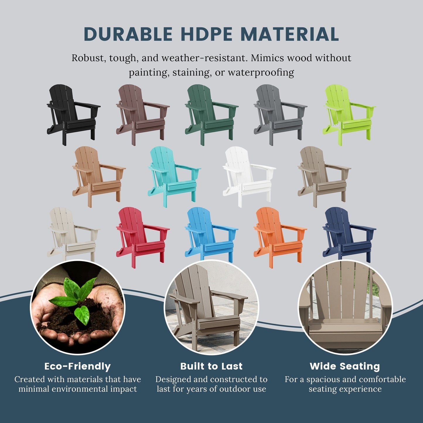 Chaises pliantes Adirondack Polytrends Laguna résistantes aux intempéries (lot de 2)