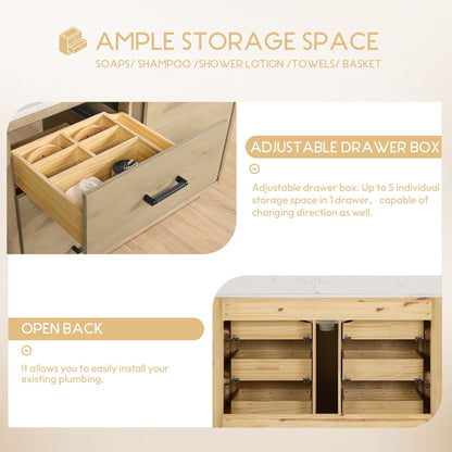 Meuble-lavabo Porto avec dessus en quartz blanc sans miroir