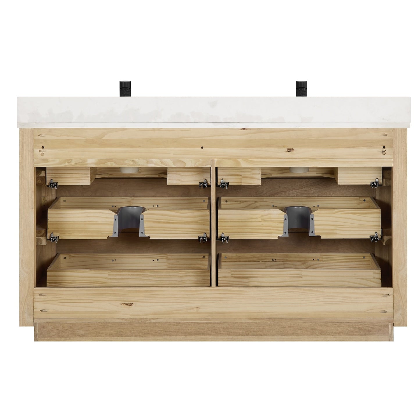 Meuble-lavabo Porto avec dessus en quartz blanc sans miroir