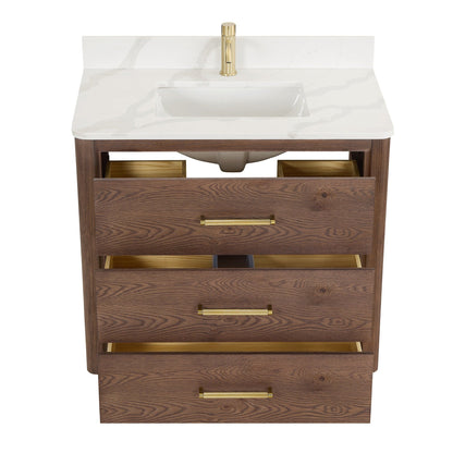 Meuble-lavabo Porto avec dessus en quartz blanc sans miroir